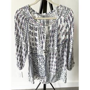 Curvy 0x Boho Floral Paisley Front Tie Blouse by Daniel Rainn 100% Rayon